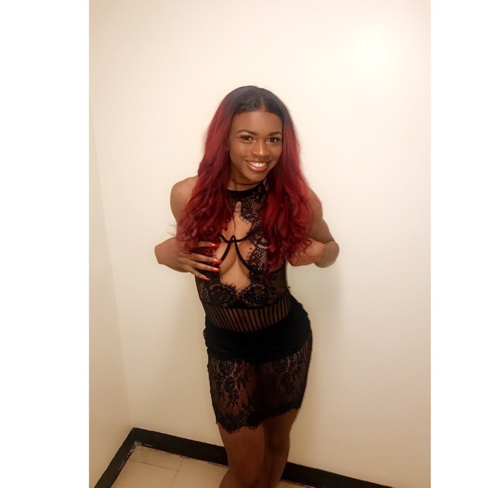 Black lace sheer dress